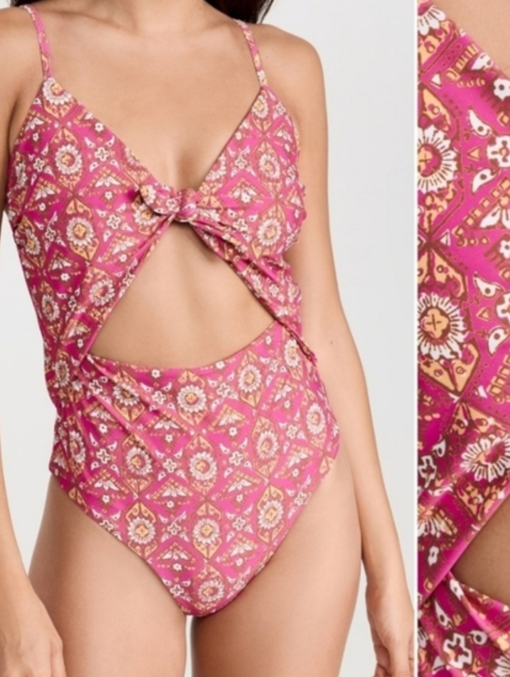 Veronica Beard Aniston Fushia Pink Patterned Cutout One-Piece Swimsuit Sz XL NWT